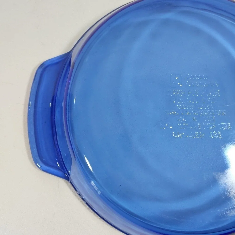 Vintage Anchor Ovenware Cobalt Blue Pie Plate With Scalloped Edge 9